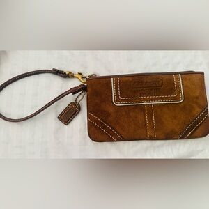 Authentic Coach Vintage Brown Suede & Leather Wristlet!! NEW